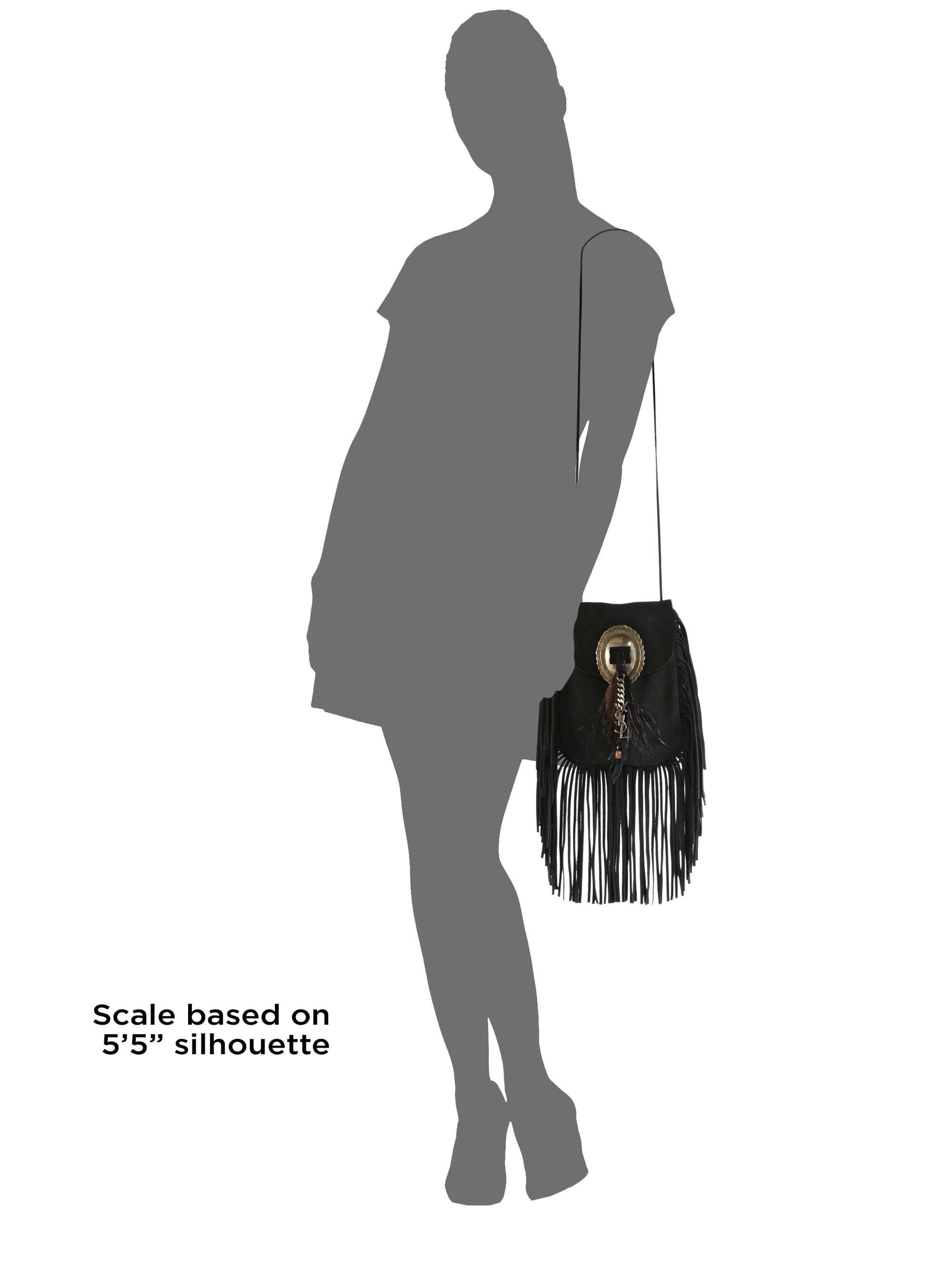 Saint laurent Anita Fringe Suede Crossbody Bag in Black (NERO ...