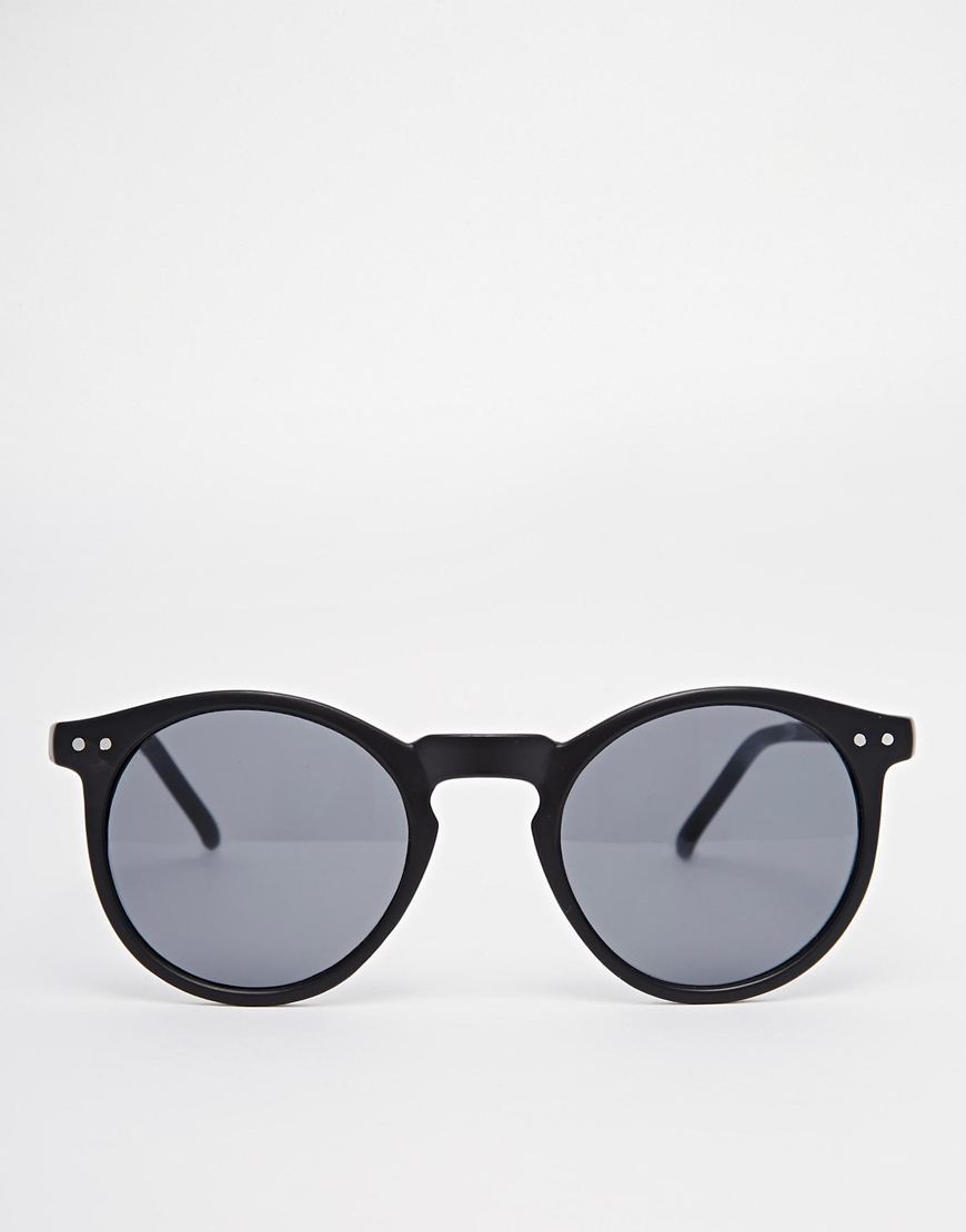 ASOS Round Sunglasses In Matte Black Finish for Men - Lyst