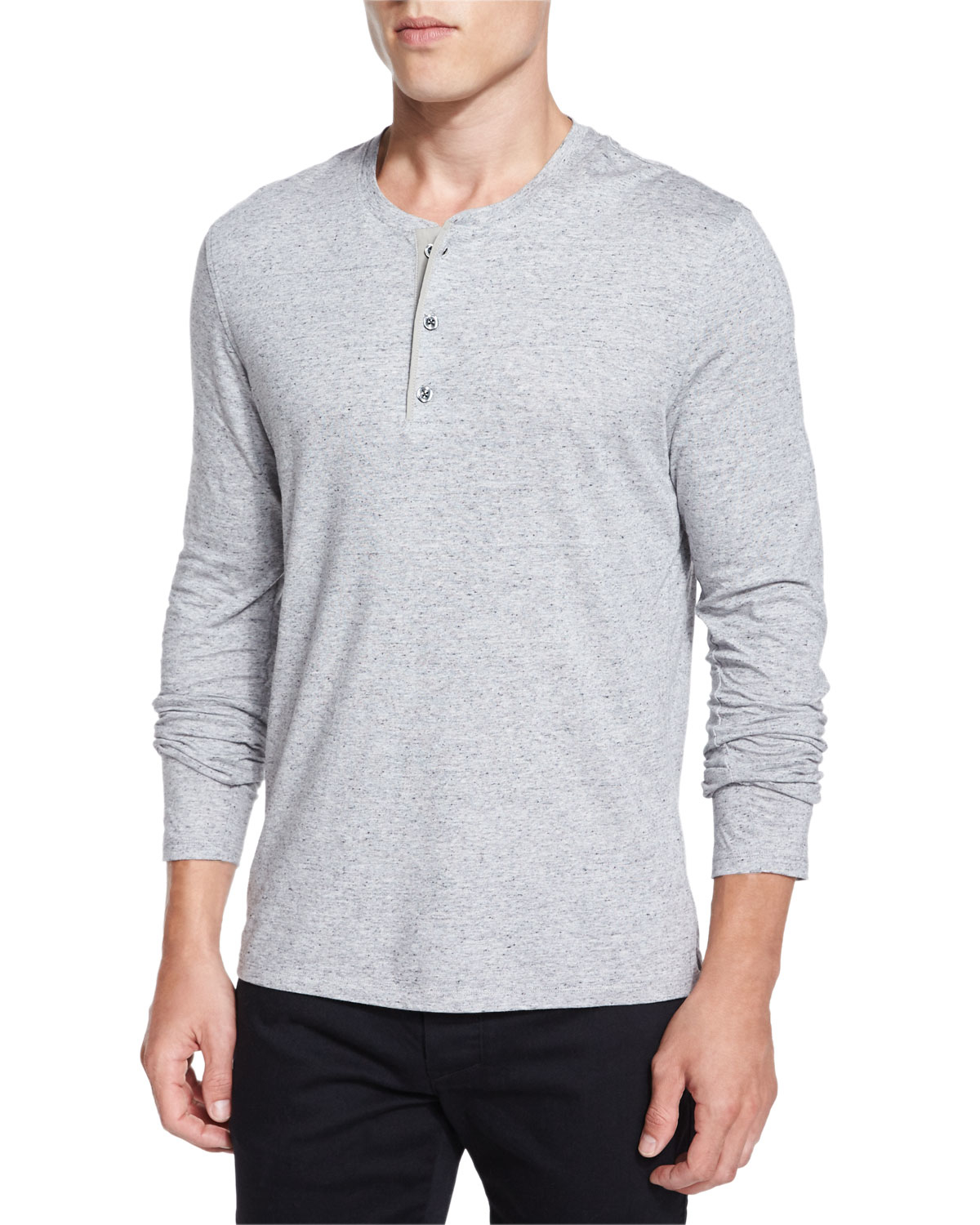 Vince Long-sleeve Henley Shirt in Gray for Men - Lyst