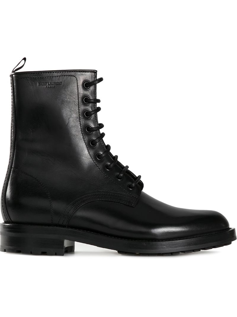 Lyst - Saint Laurent Military Boots in Black for Men