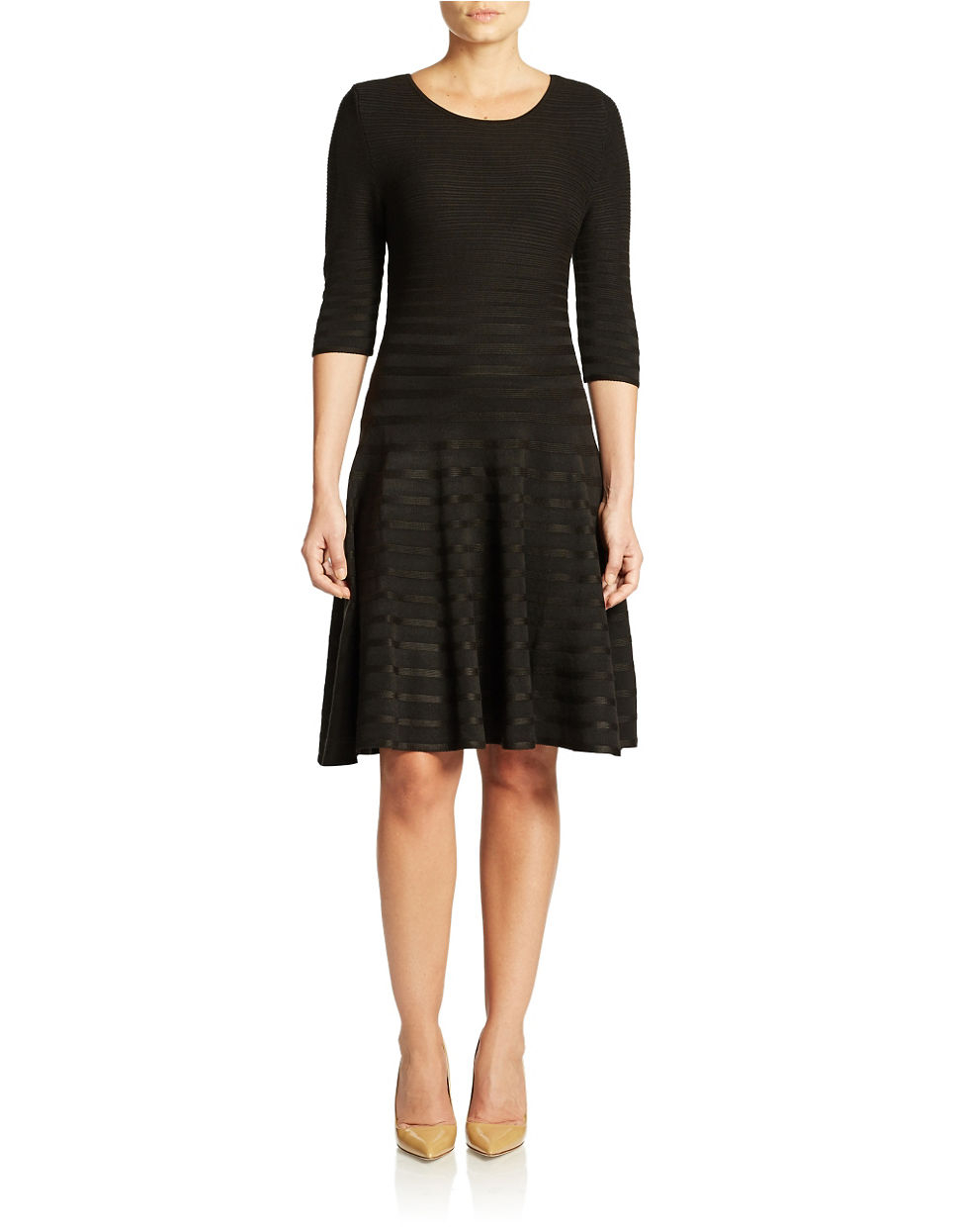 ivanka textured swing dress in black lyst ivanka textured swing dress in black lyst