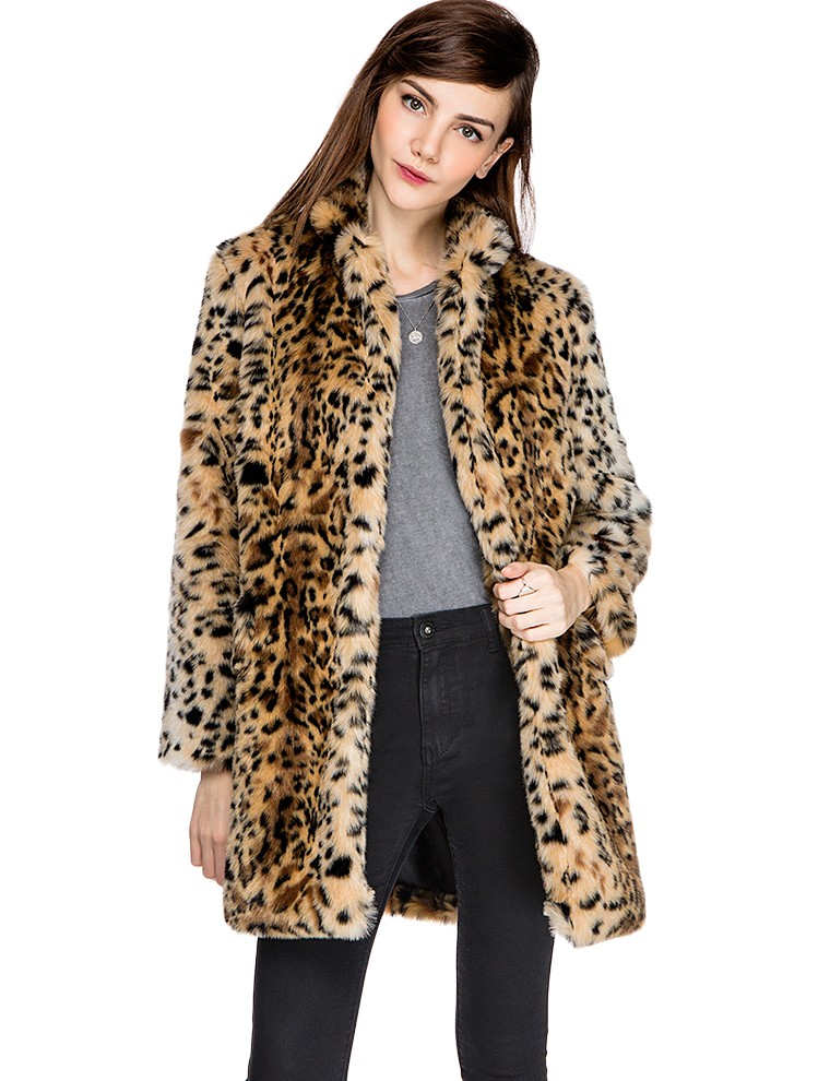 Asos Faux Fur Coat In Animal Print Previous Next