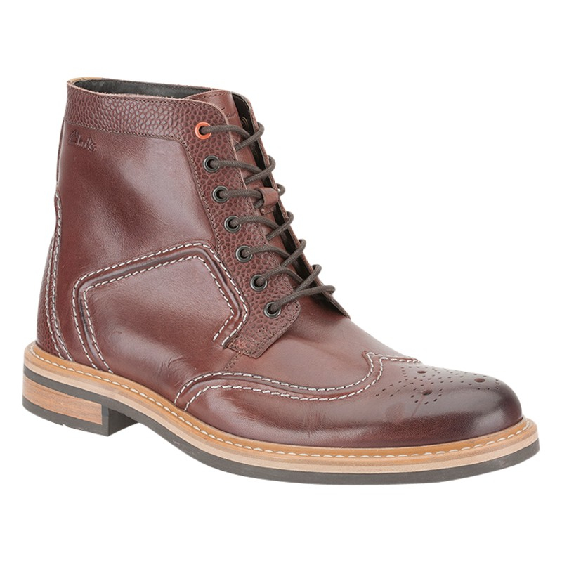 Clarks Darby Top Leather Brogue Boots in Brown for Men (Chestnut) | Lyst