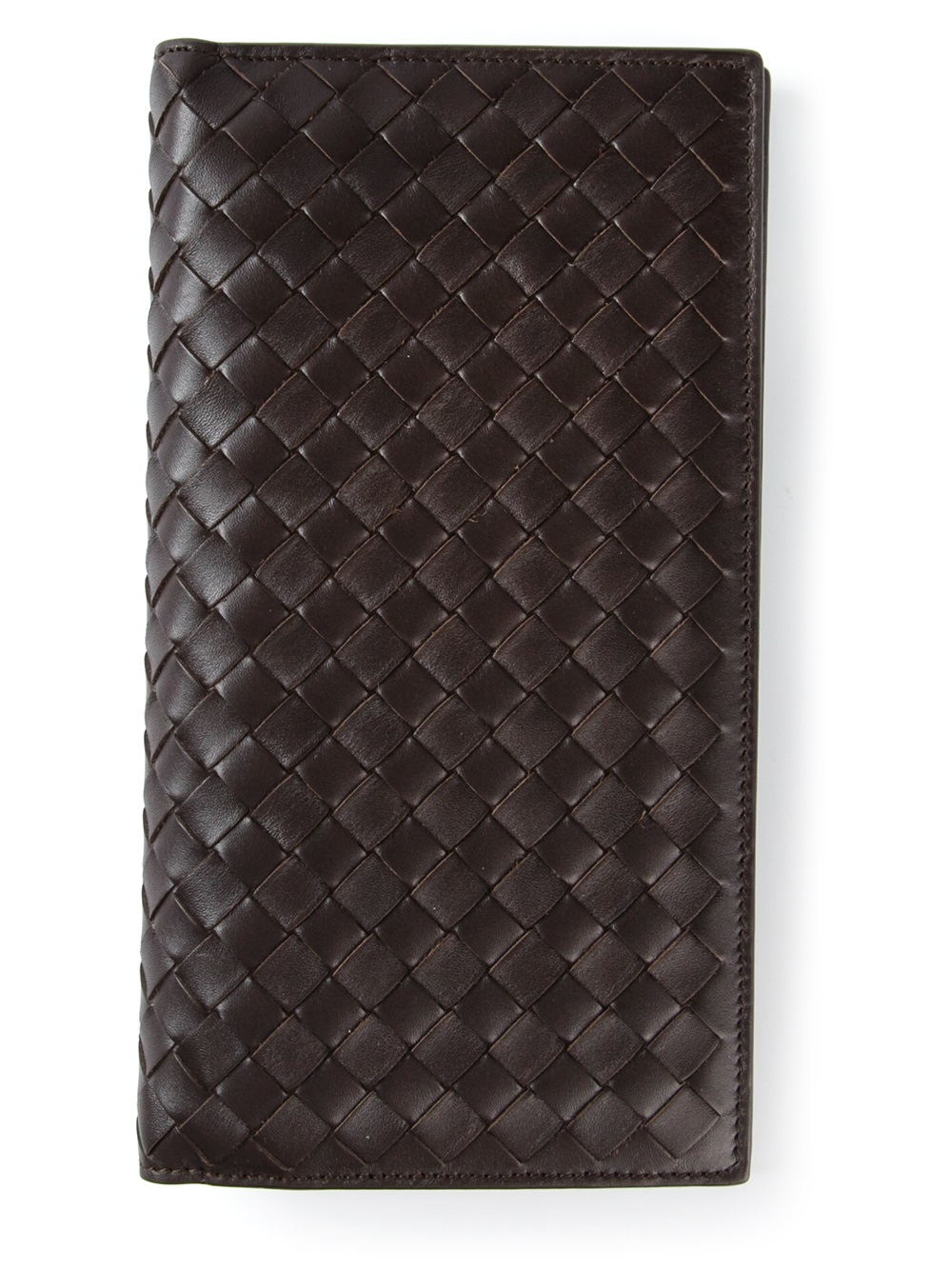 Lyst - Bottega Veneta Long Woven Bifold Wallet in Brown