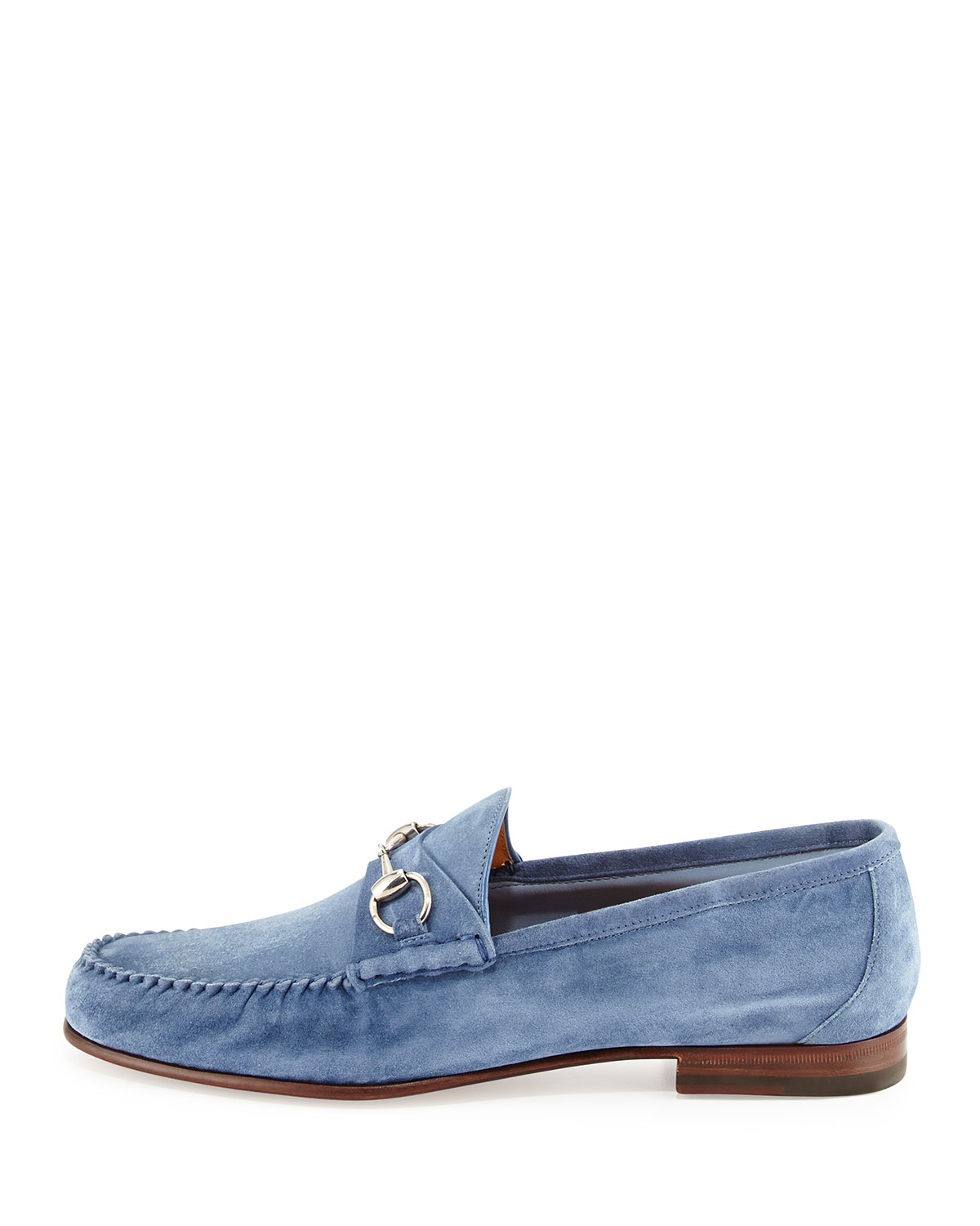 Lyst - Gucci Unlined Suede Horsebit Loafer in Blue for Men