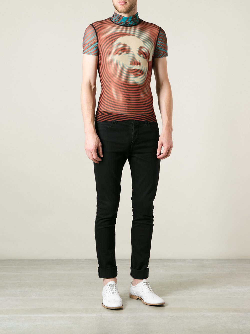 Jean paul gaultier Sheer Printed T-Shirt in Metallic for Men | Lyst