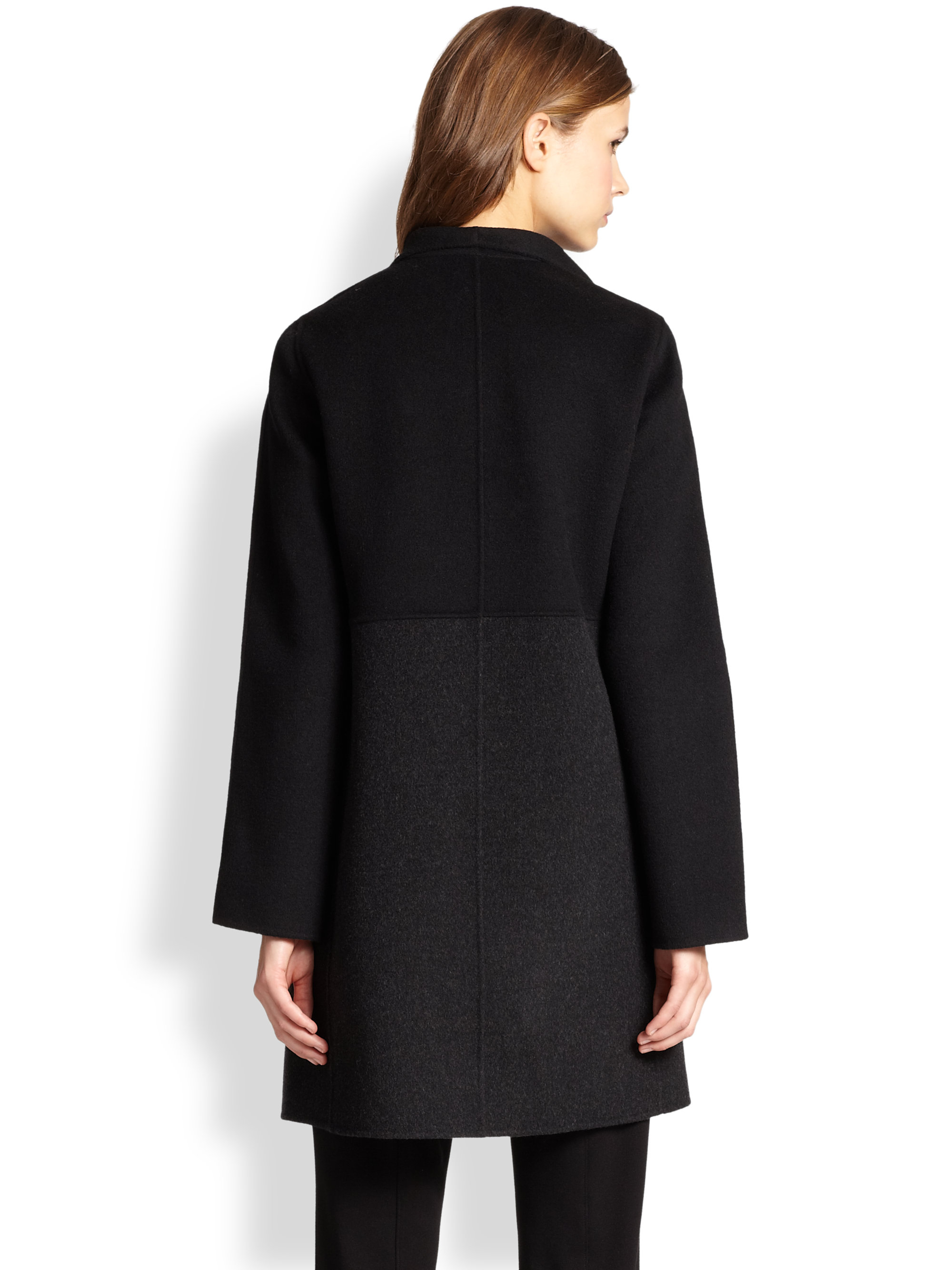 Lyst - Eileen Fisher Two-Tone Coat in Black