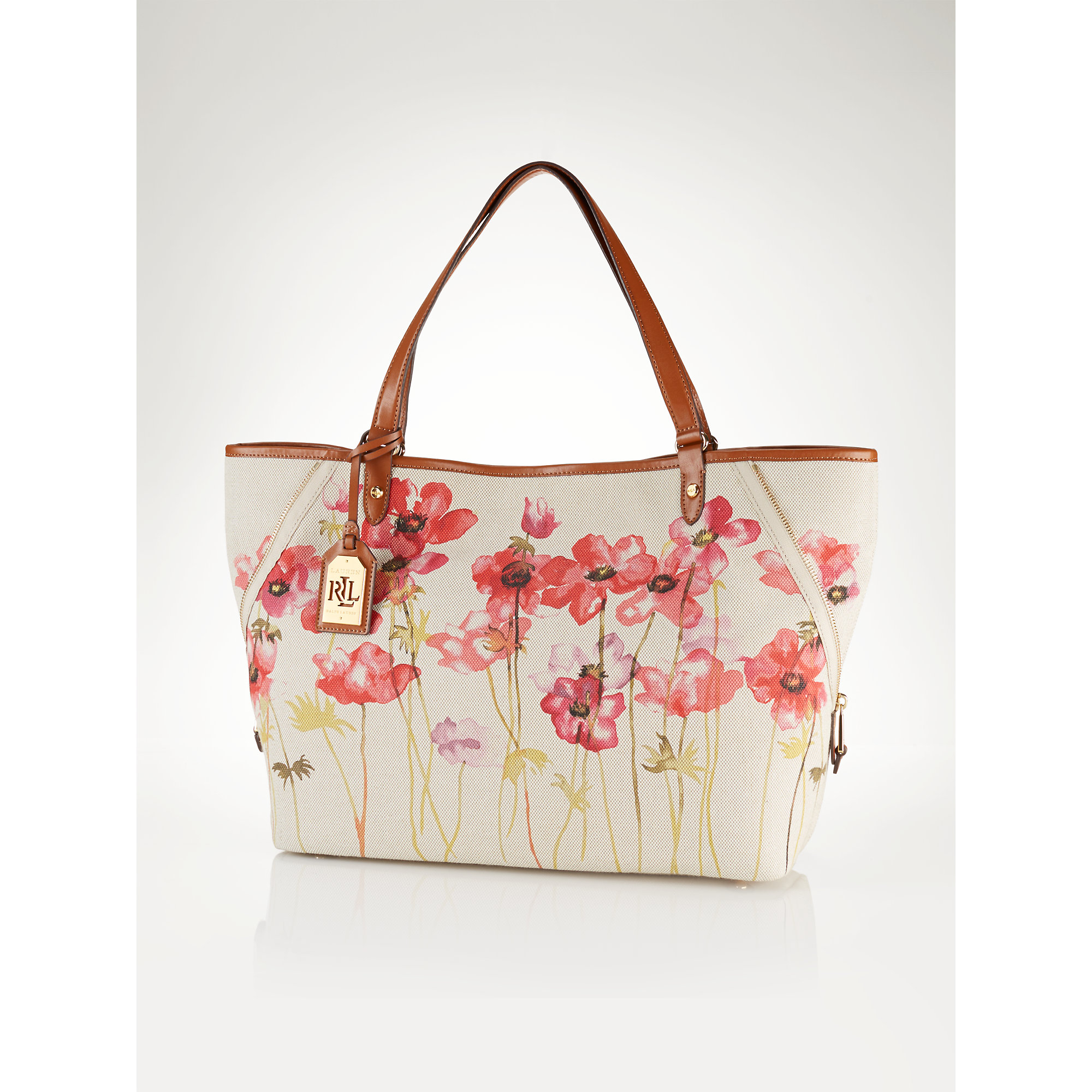 Lyst - Ralph Lauren Large Floral Canvas Tote in Red
