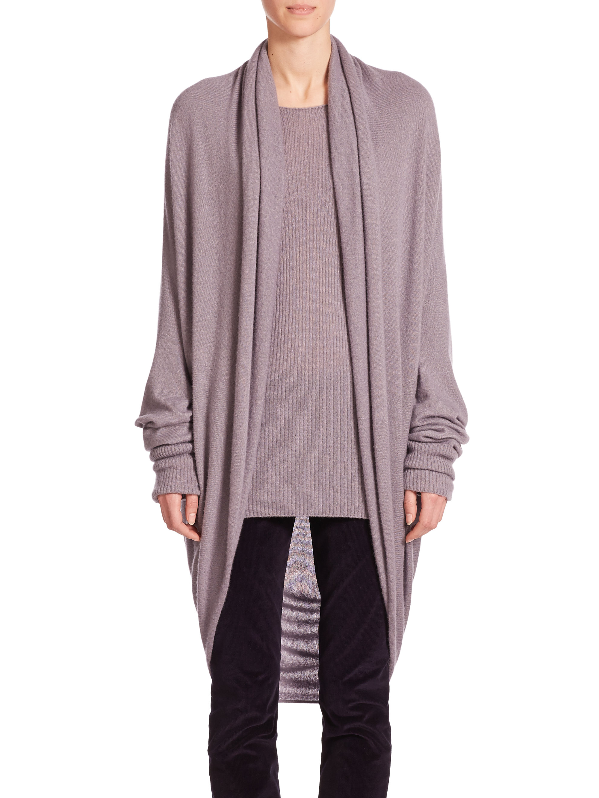 The row Caro Open-front Cashmere & Silk Cardigan in Purple | Lyst