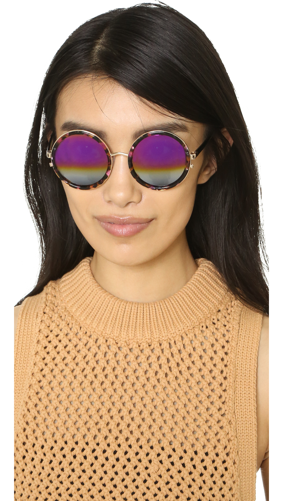Lyst Matthew Williamson Round Mirrored Sunglasses In Black Gallery