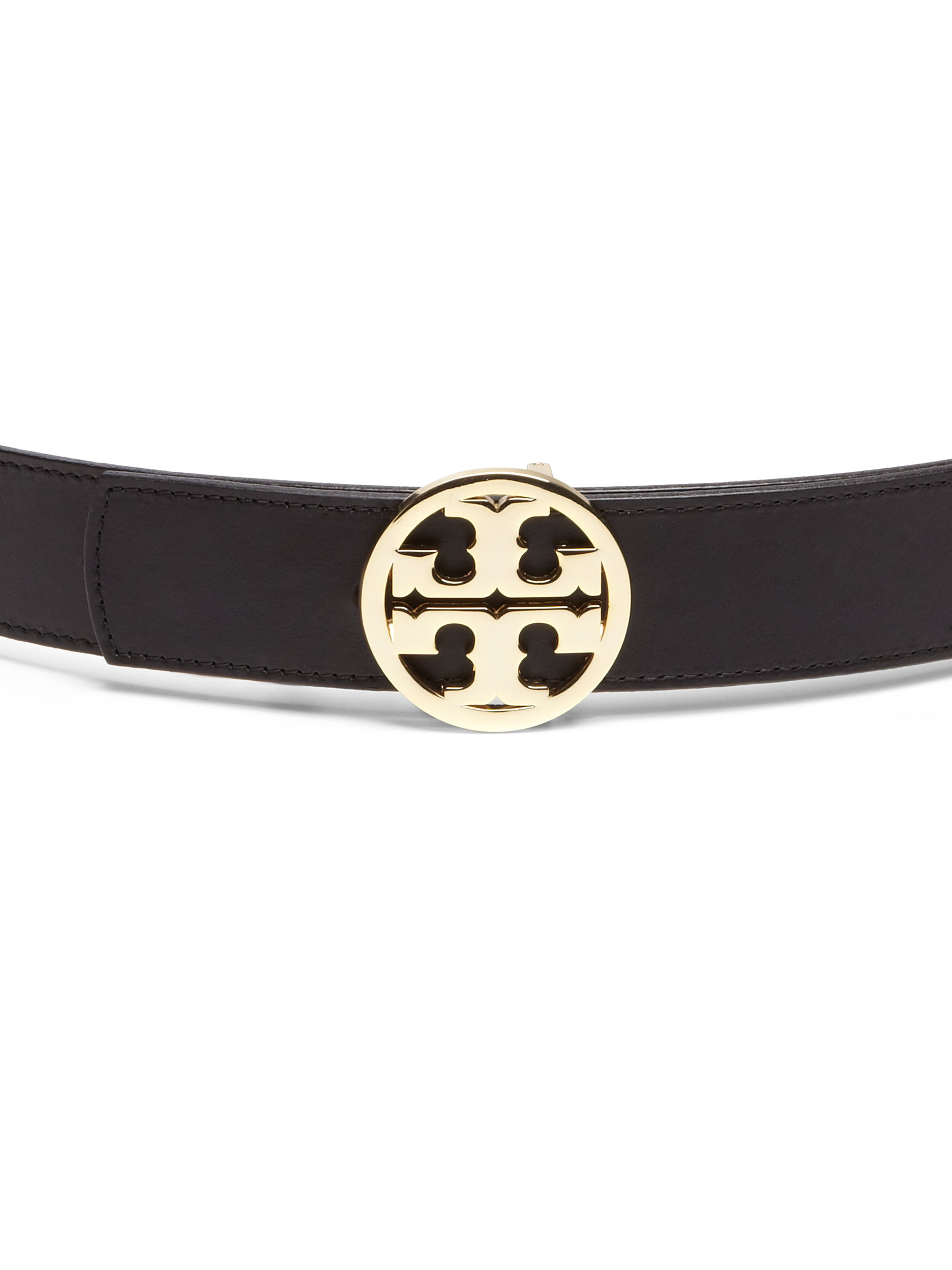 Tory burch Reversible Logo Leather Belt in Black | Lyst
