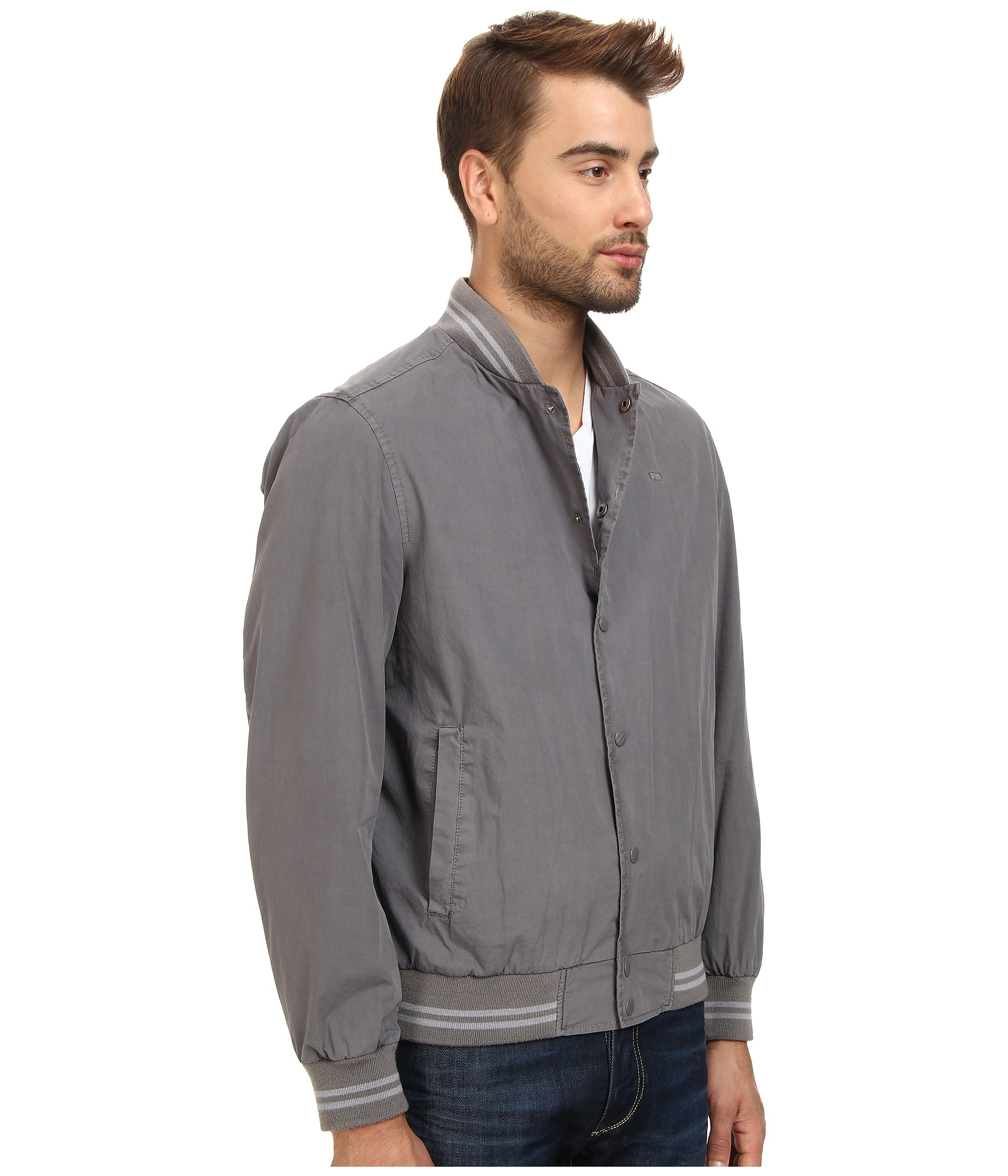 Levi's Light Weight Cotton Varsity Bomber Jacket in Gray for Men (Grey ...