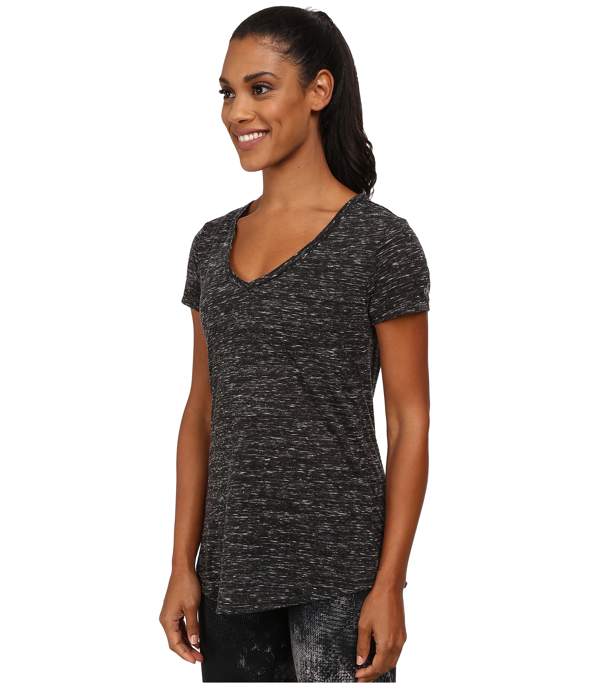 Lyst - Alo Yoga Deep V-neck Shirt in Black