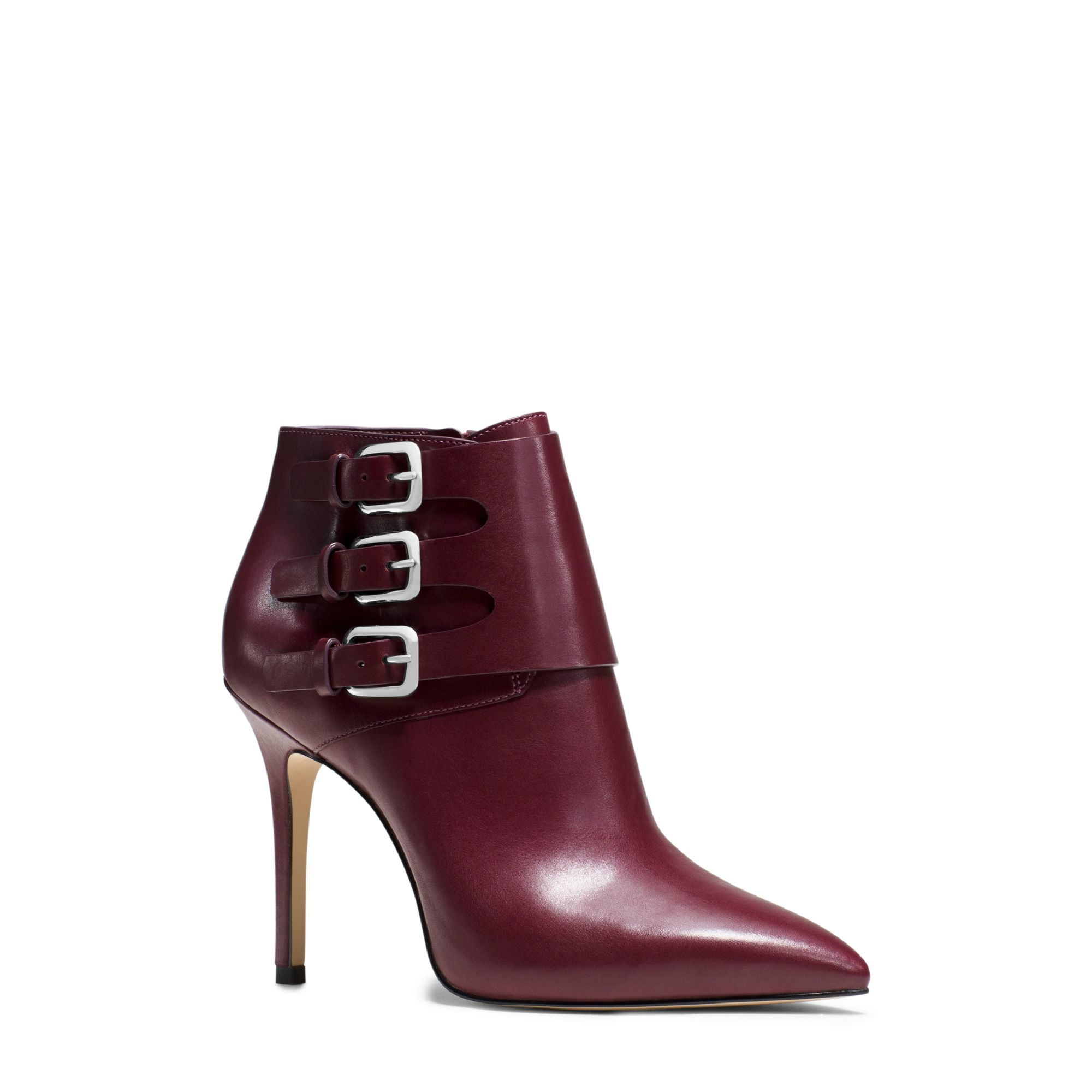 Michael kors Prudence Leather Ankle Boot in Purple (MERLOT) | Lyst