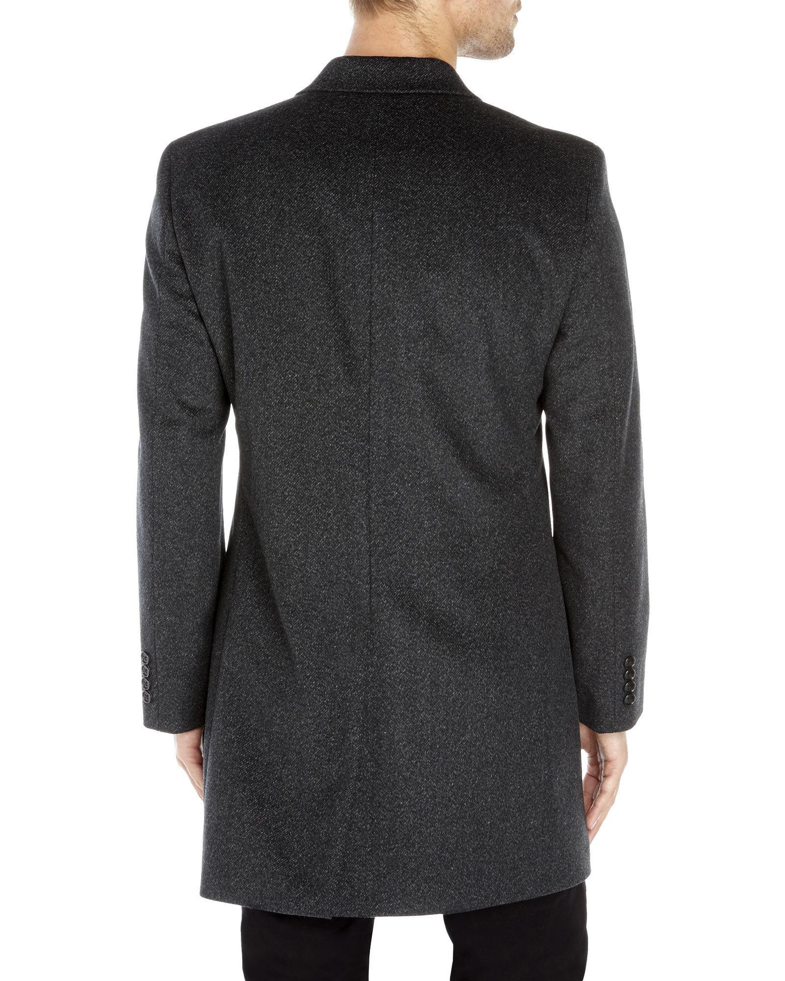 Lyst - Kenneth Cole Charcoal Hidden Button Overcoat in Gray for Men