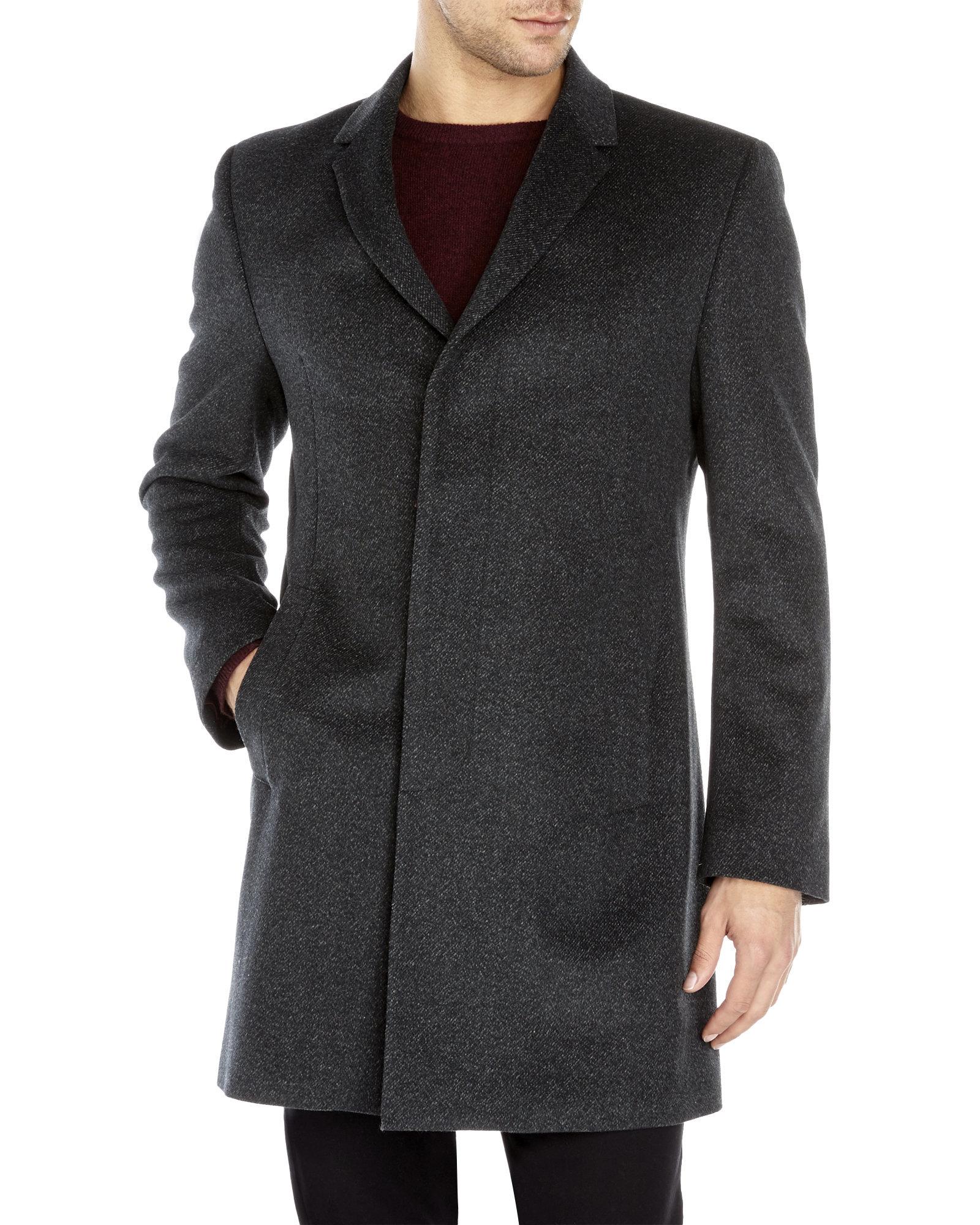 Lyst Cole Charcoal Hidden Button Overcoat in Gray for Men