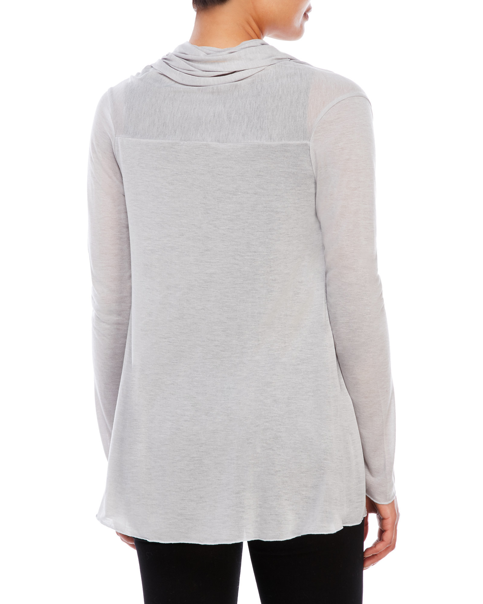 Long Sleeve Open Front Grey Cardigan