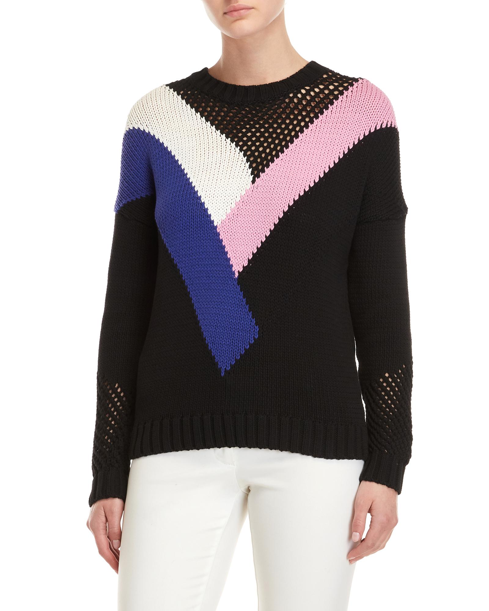 Maje Marylene Geometric Sweater in Black - Lyst