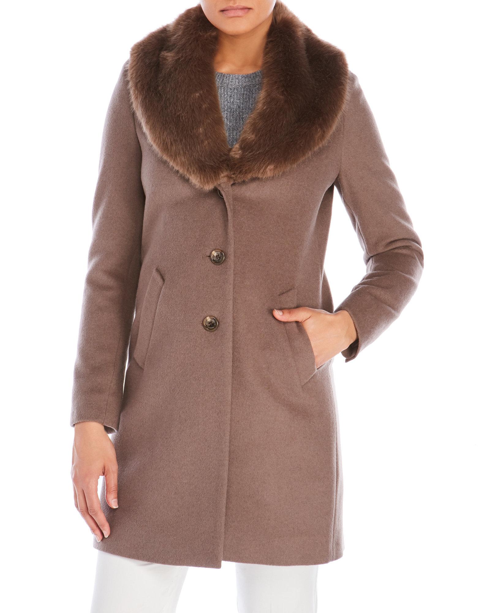 wool coat with faux fur collar