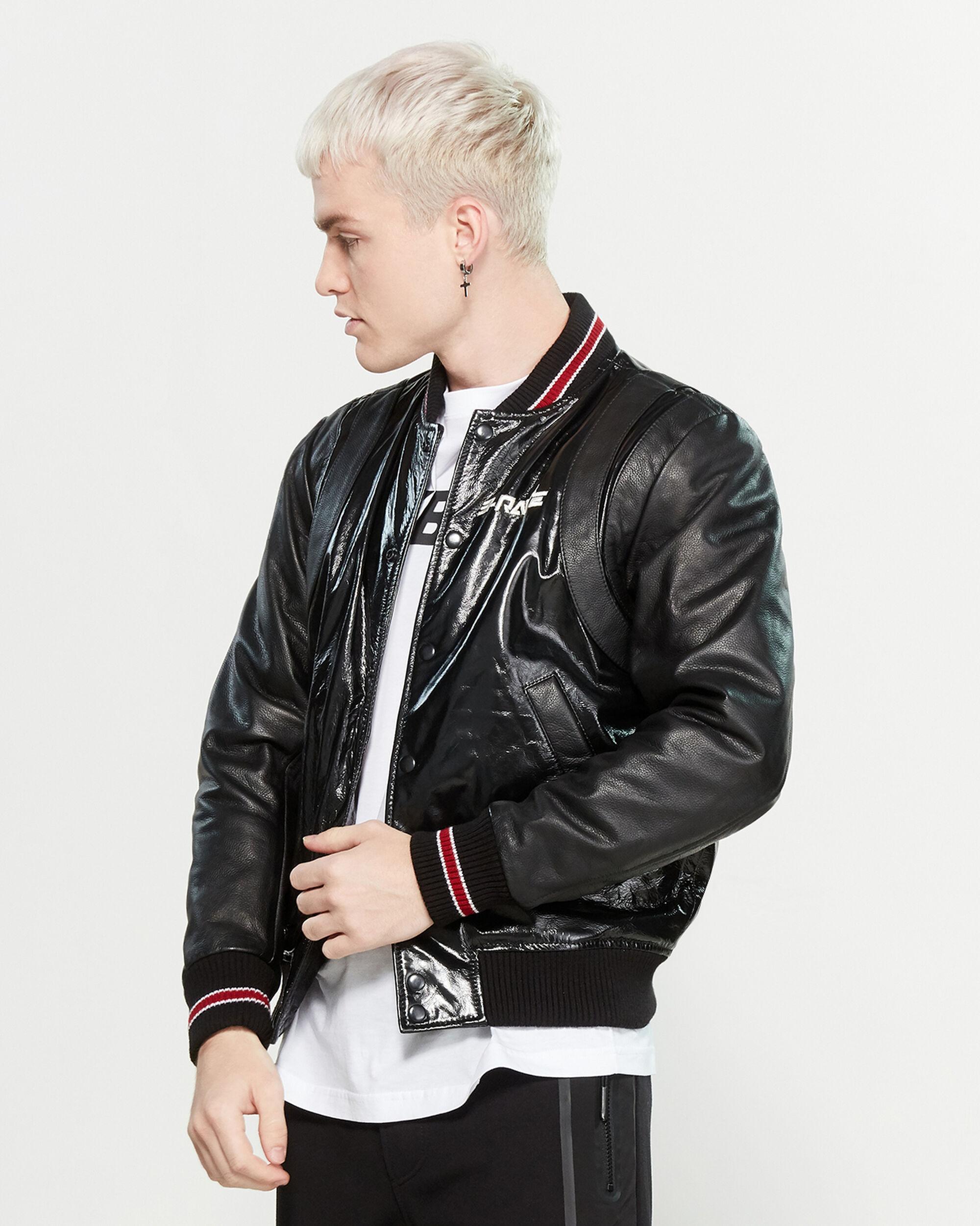 DIESEL Billy Leather Varsity Jacket in Black for Men Lyst