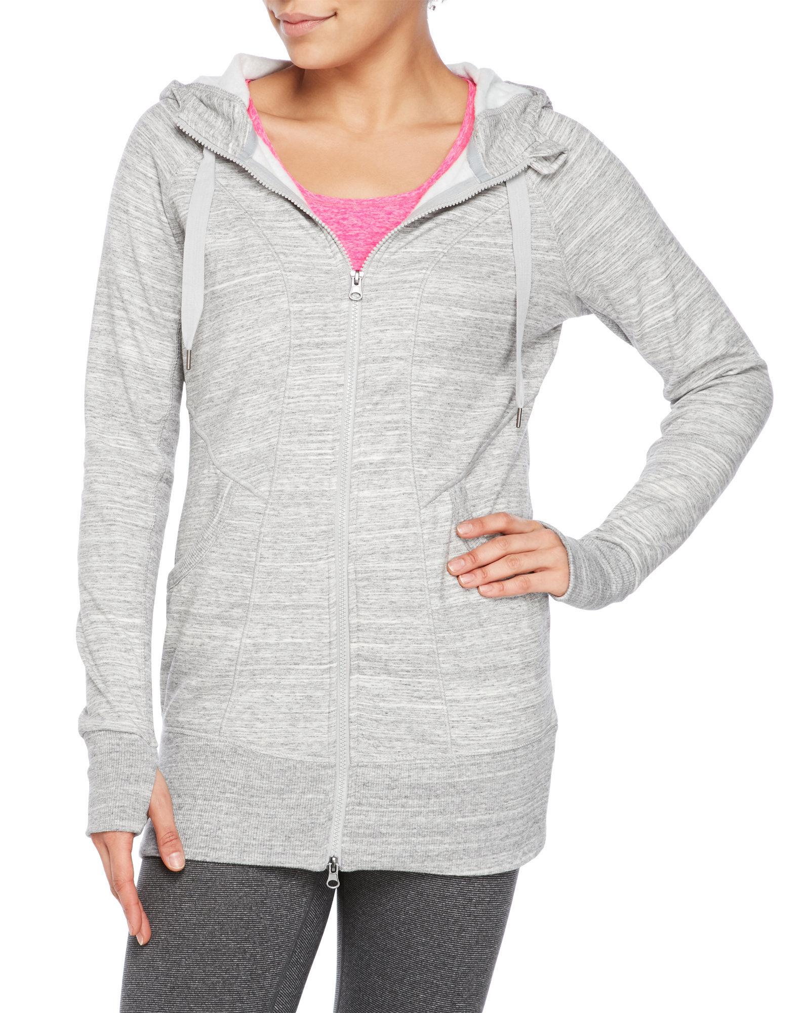 90 degree by reflex 90 Degree Fleeced Tunic Hoodie in Gray Lyst