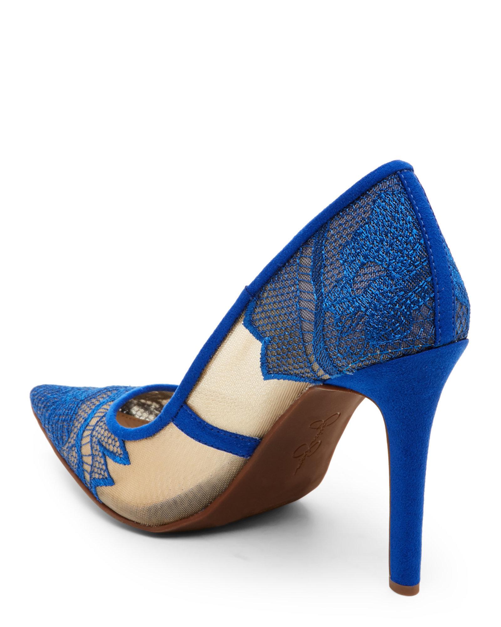 Jessica Simpson New Cobalt Camba Lace Pointed Toe Pumps in Blue Lyst