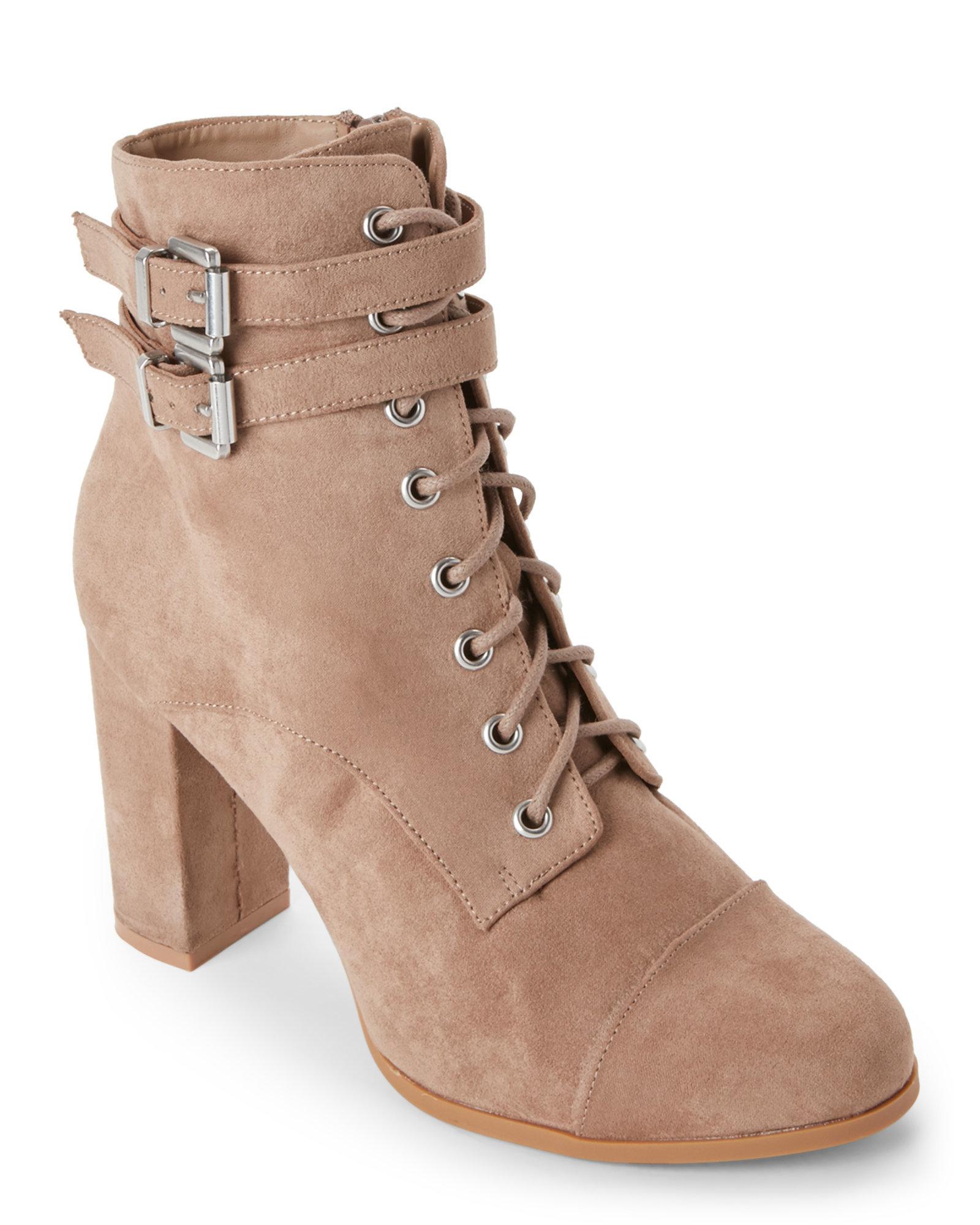 Madden girl Taupe Klaim Lace-Up Ankle Booties in Brown | Lyst