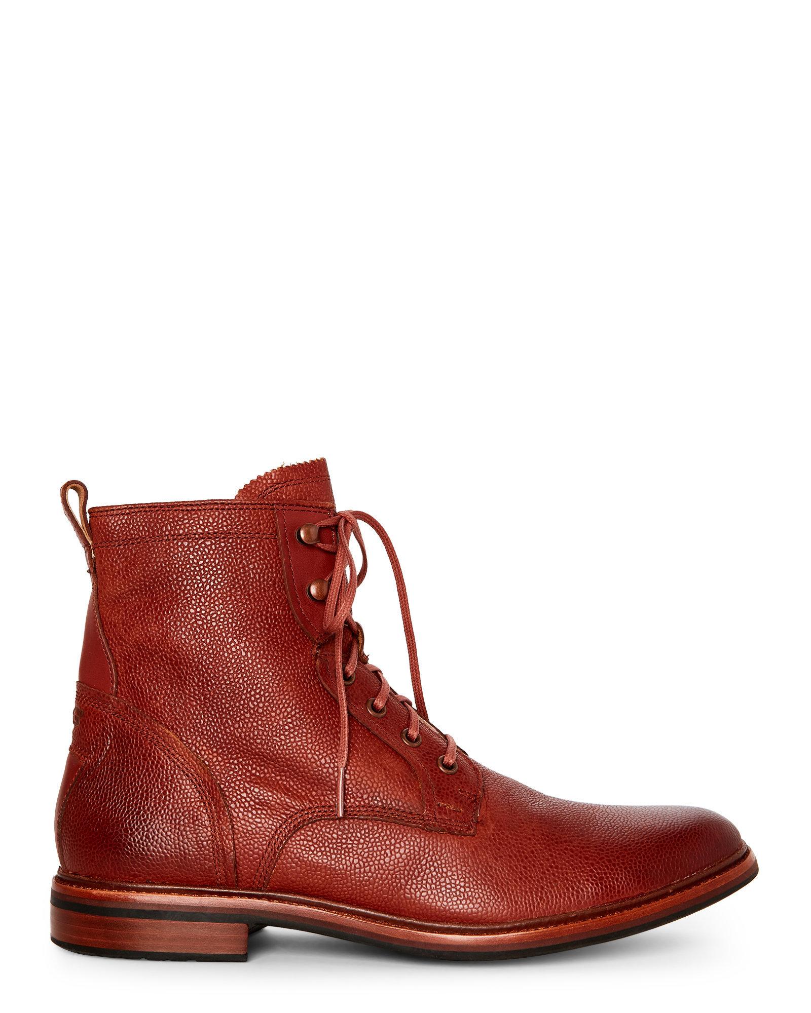 UGG Cognac Selwood Lace-Up Boots in Red for Men - Lyst