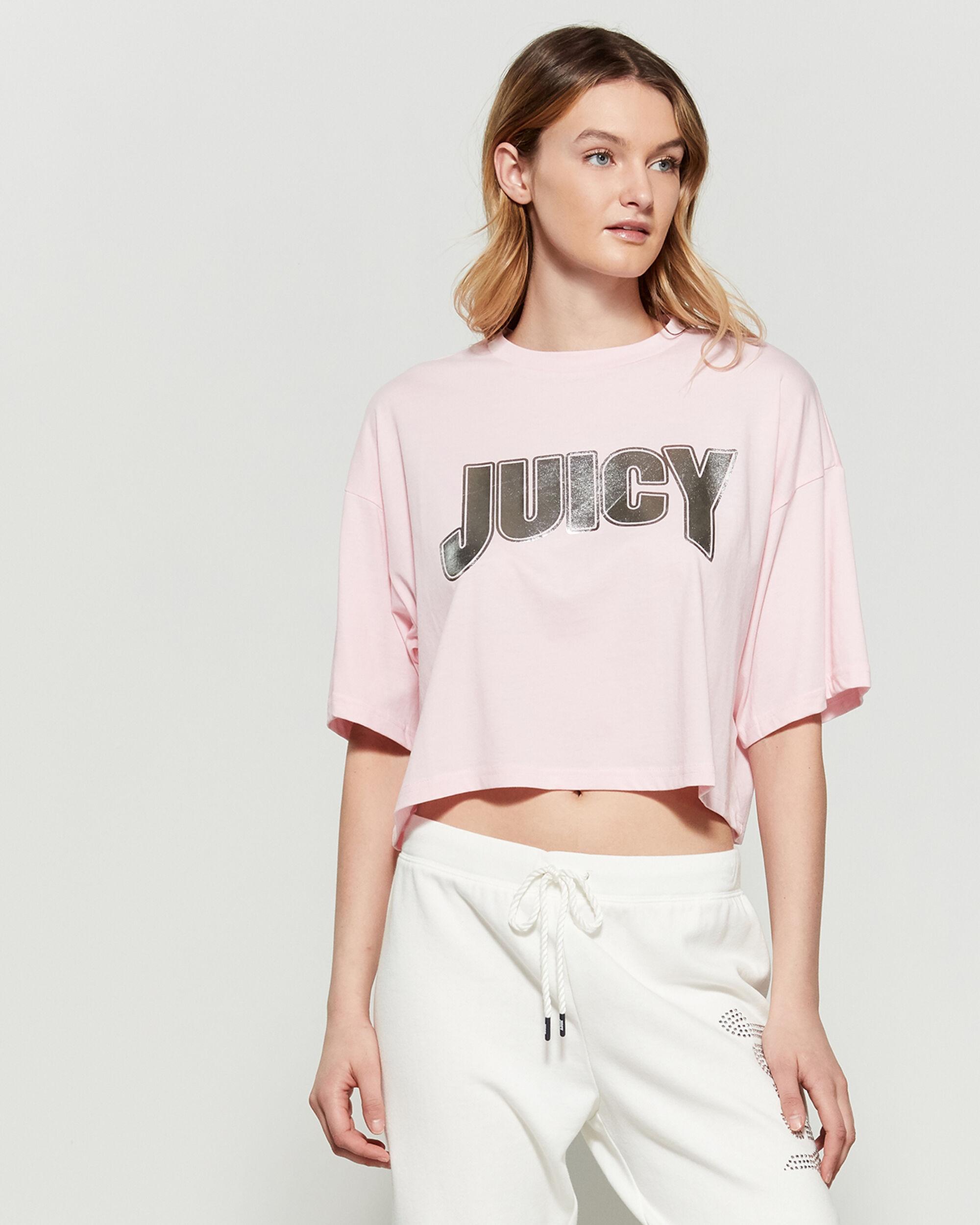 Juicy Couture Cotton Foiled Boxy Tee in Pale Pink (Pink) - Lyst