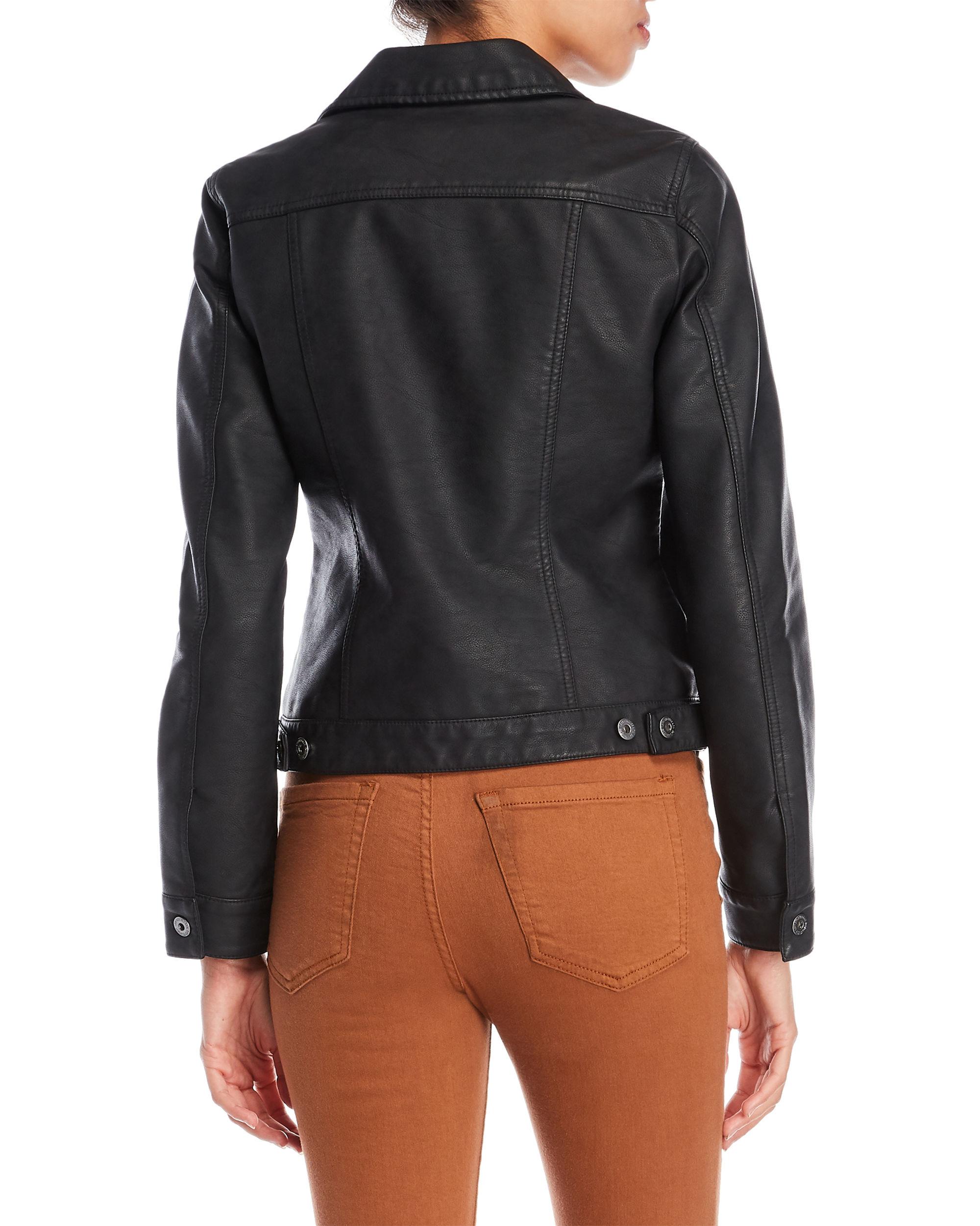 Levi S Classic Faux Leather Trucker Jacket In Black Lyst