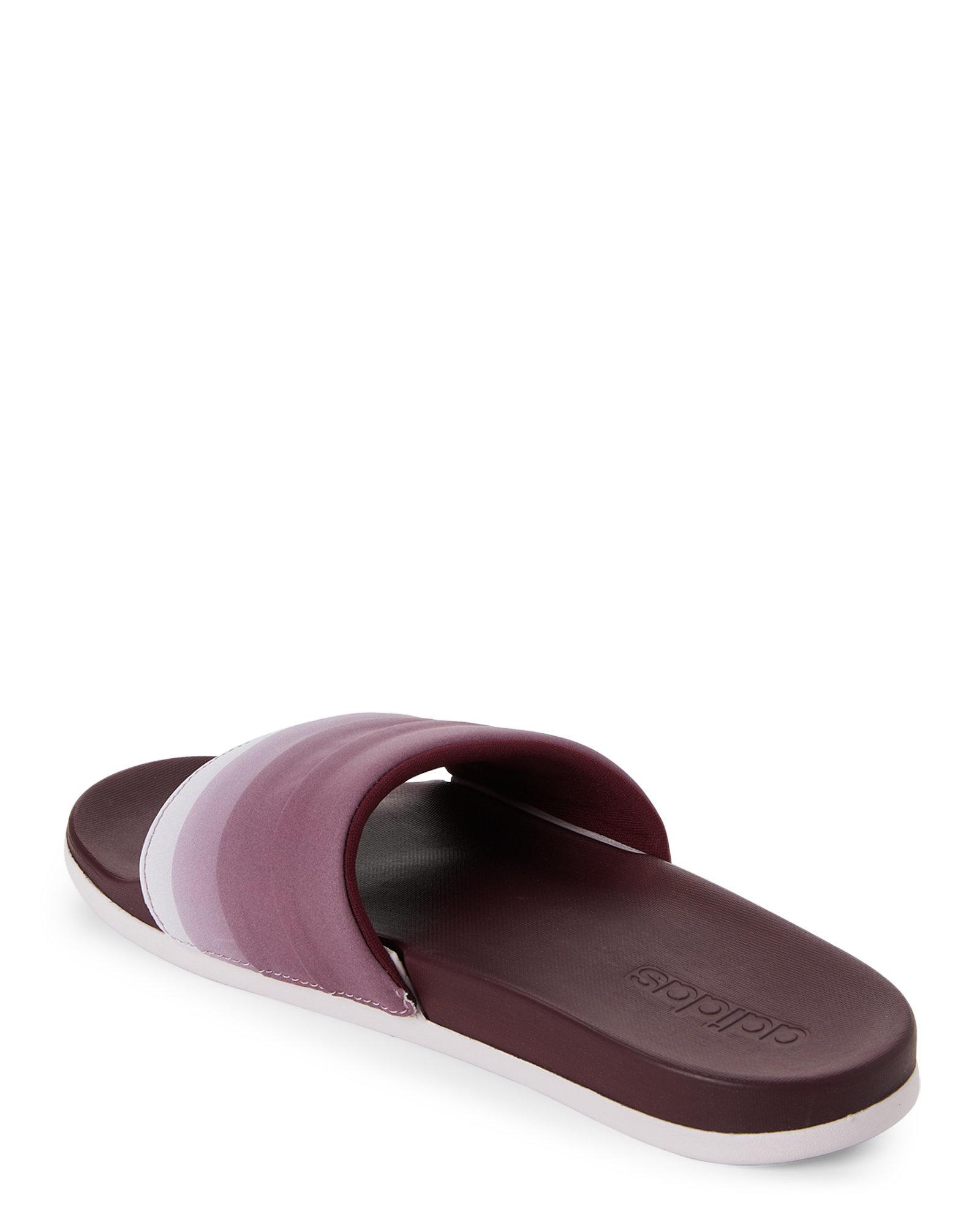 maroon adidas slides