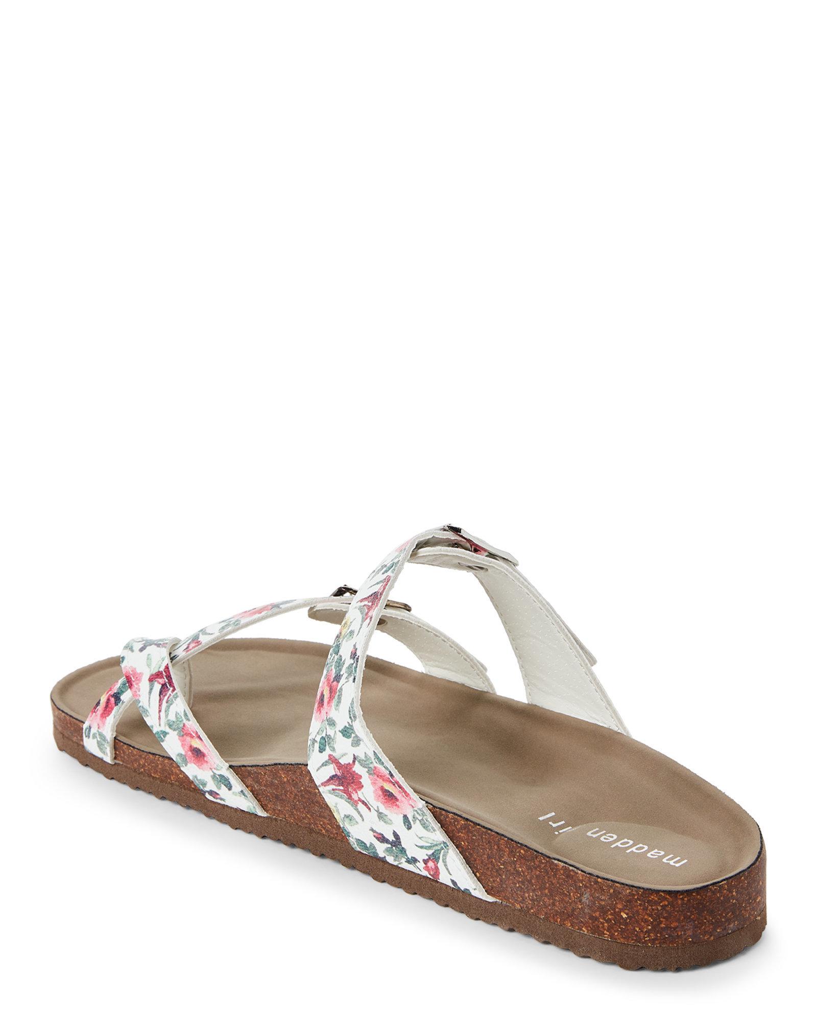 Lyst Madden Girl White & Pink Bryceee Floral Footbed Sandals