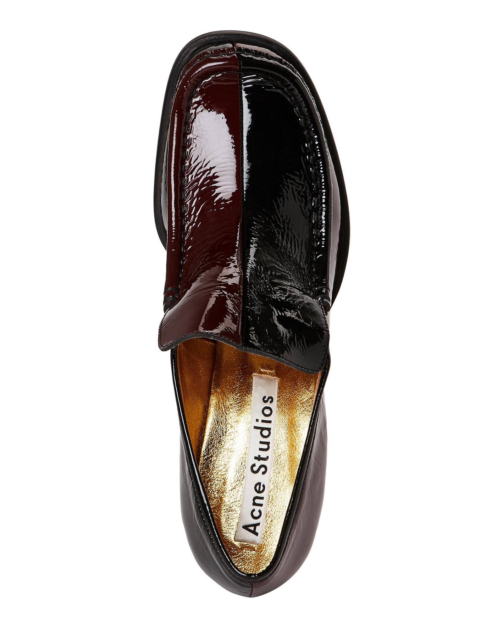 Lyst Acne Black Rosewood Kenia Bicolor Moc Toe Loafer Pumps In Gallery