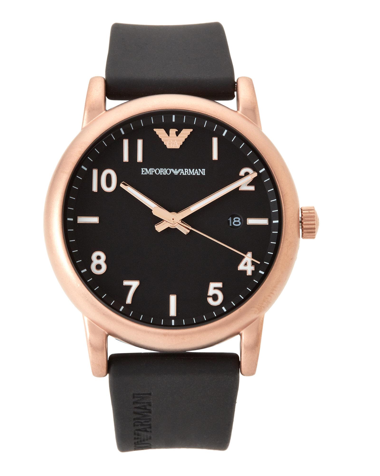 Emporio Armani Synthetic Ar11097 Rose Gold-tone & Black Watch for Men ...