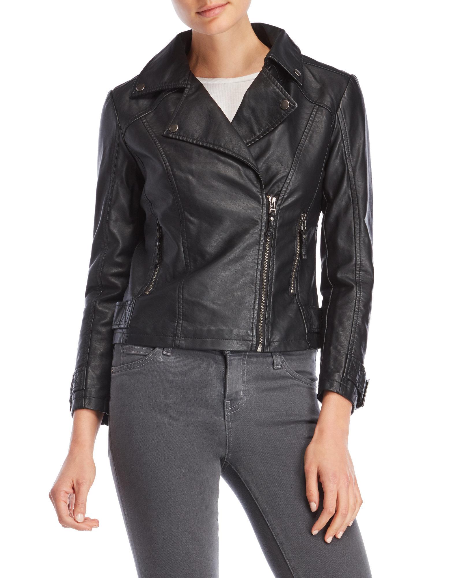 Max Studio Petite Faux Leather Asymmetrical Moto Jacket In Black Lyst Gallery