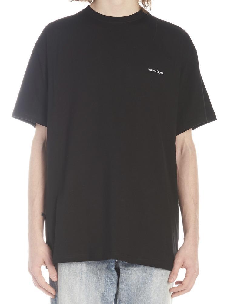 Balenciaga Logo Crew Neck T-shirt in Black for Men - Lyst