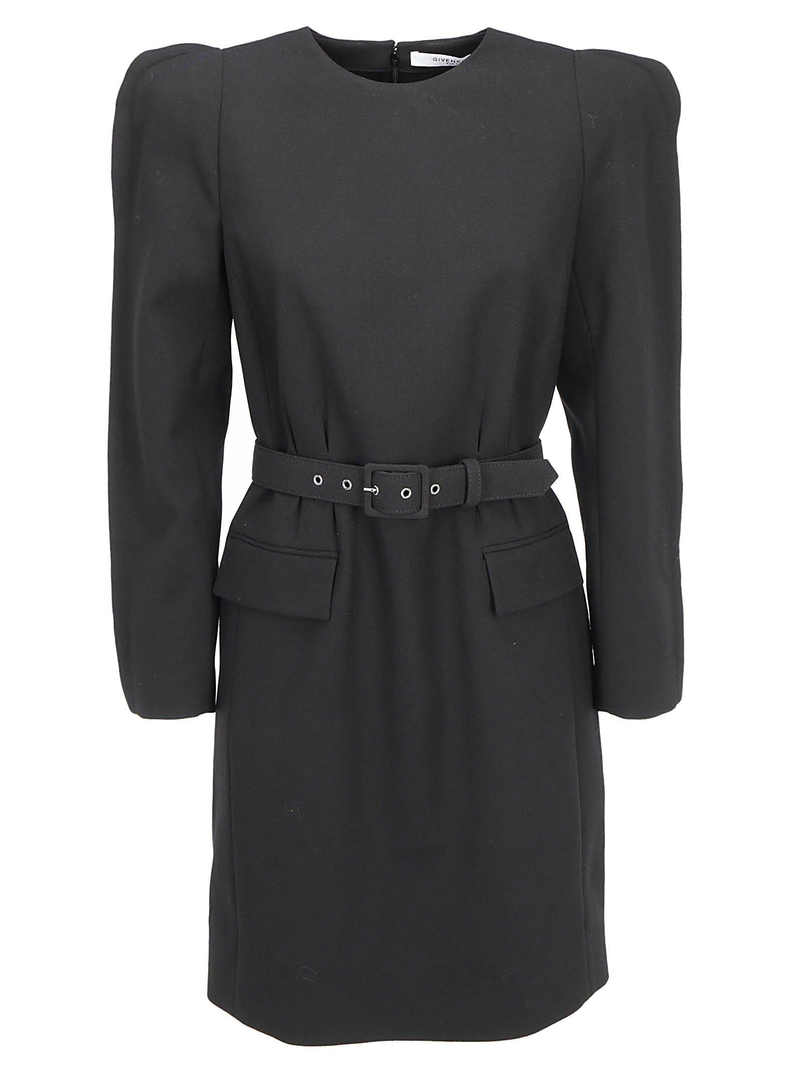 Givenchy Wool Structured Belted Mini Dress in Black - Lyst