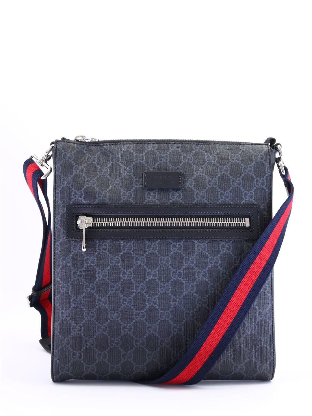 Lyst - Gucci GG Supreme Web Strap Messenger Bag in Black for Men