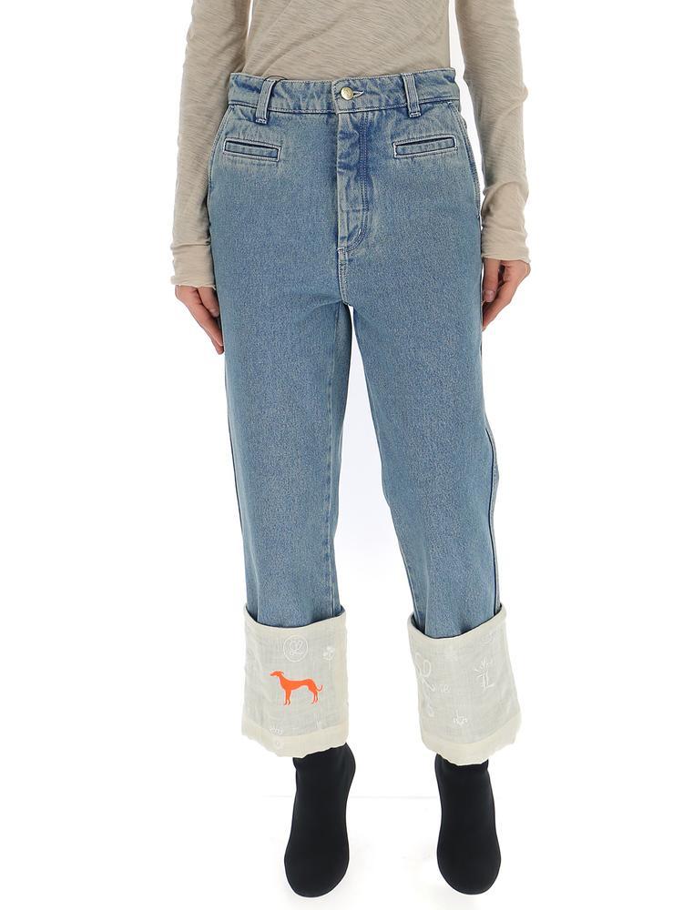 Loewe Embroidered Hem Jeans in Blue Lyst