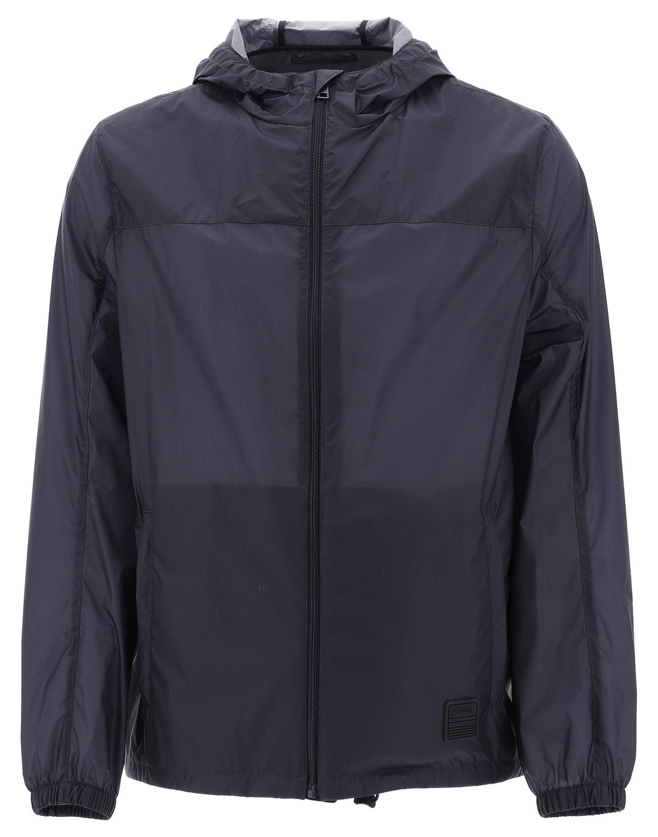 Prada Synthetic Zip-front Hooded Jacket in Navy (Blue) for Men - Lyst