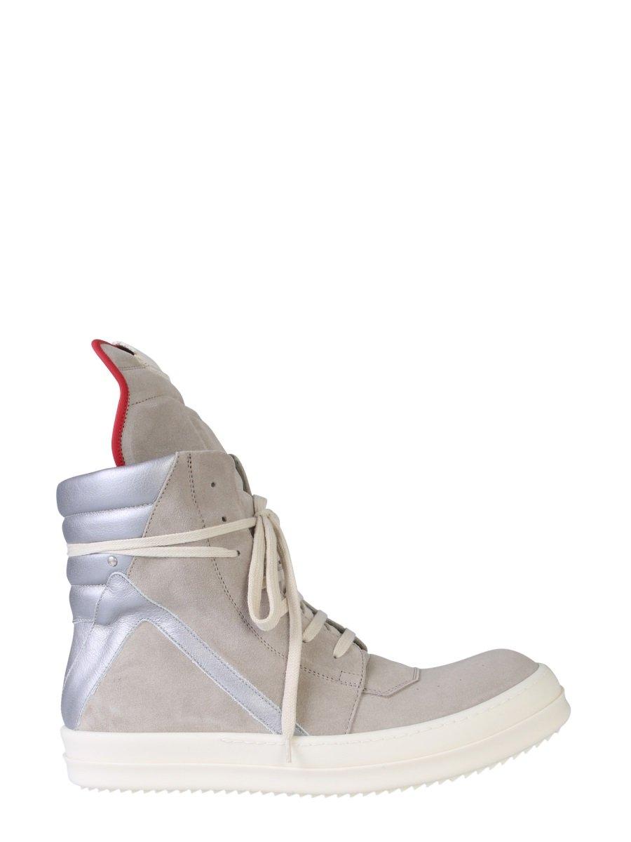 Rick Owens Suede Geobasket High Top Sneakers in Grey (Gray) for Men - Lyst