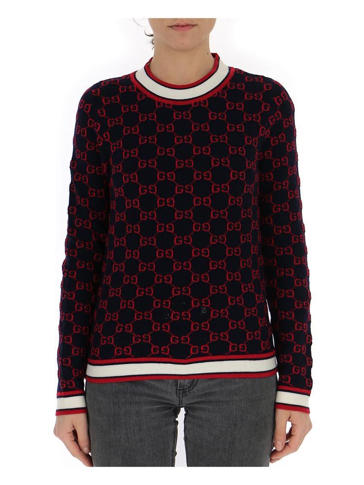 Gucci Jacquard Monogram Sweater in Black - Lyst