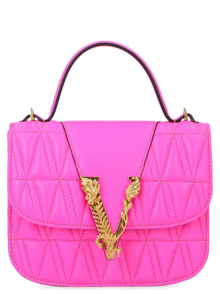 Versace Leather Virtus Quilted Crossbody Bag in Pink Lyst