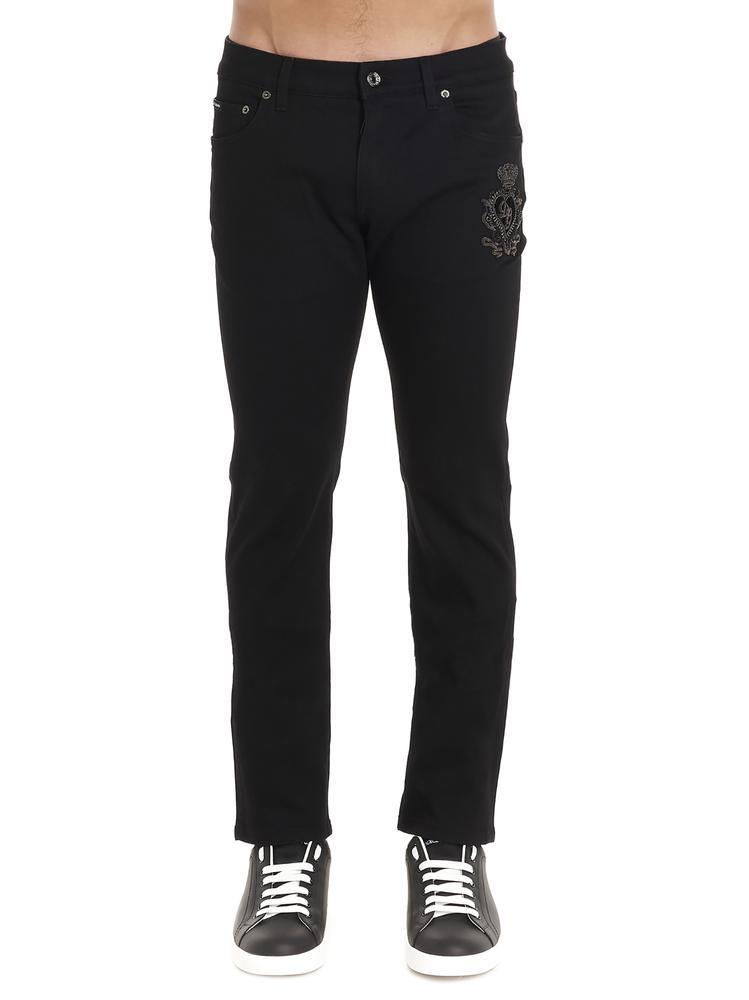 Dolce & Gabbana Denim Sacred Heart Patch Jeans in Black for Men - Lyst