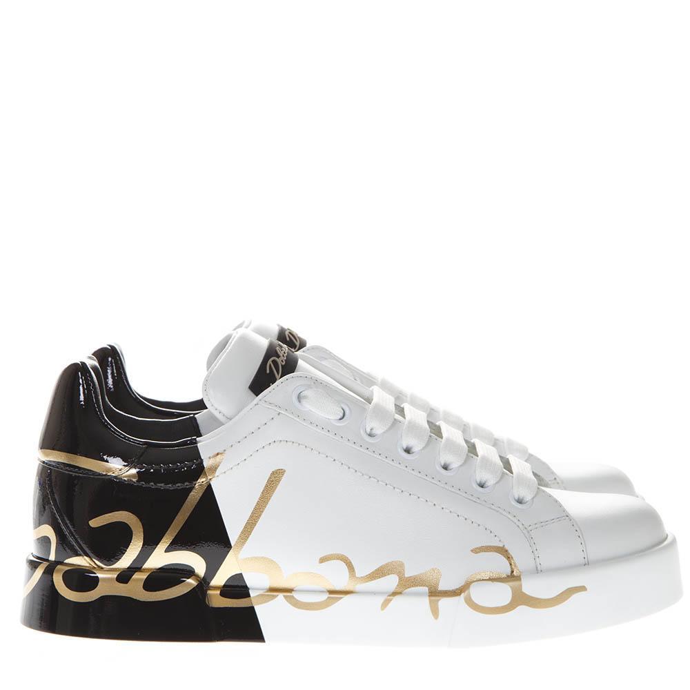 Dolce &amp; Gabbana Leather Logo Laceup Sneakers in White