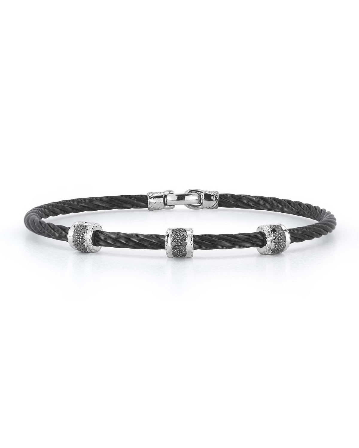 Alor Black Stainless Steel & Diamond Cable Bracelet in Black | Lyst
