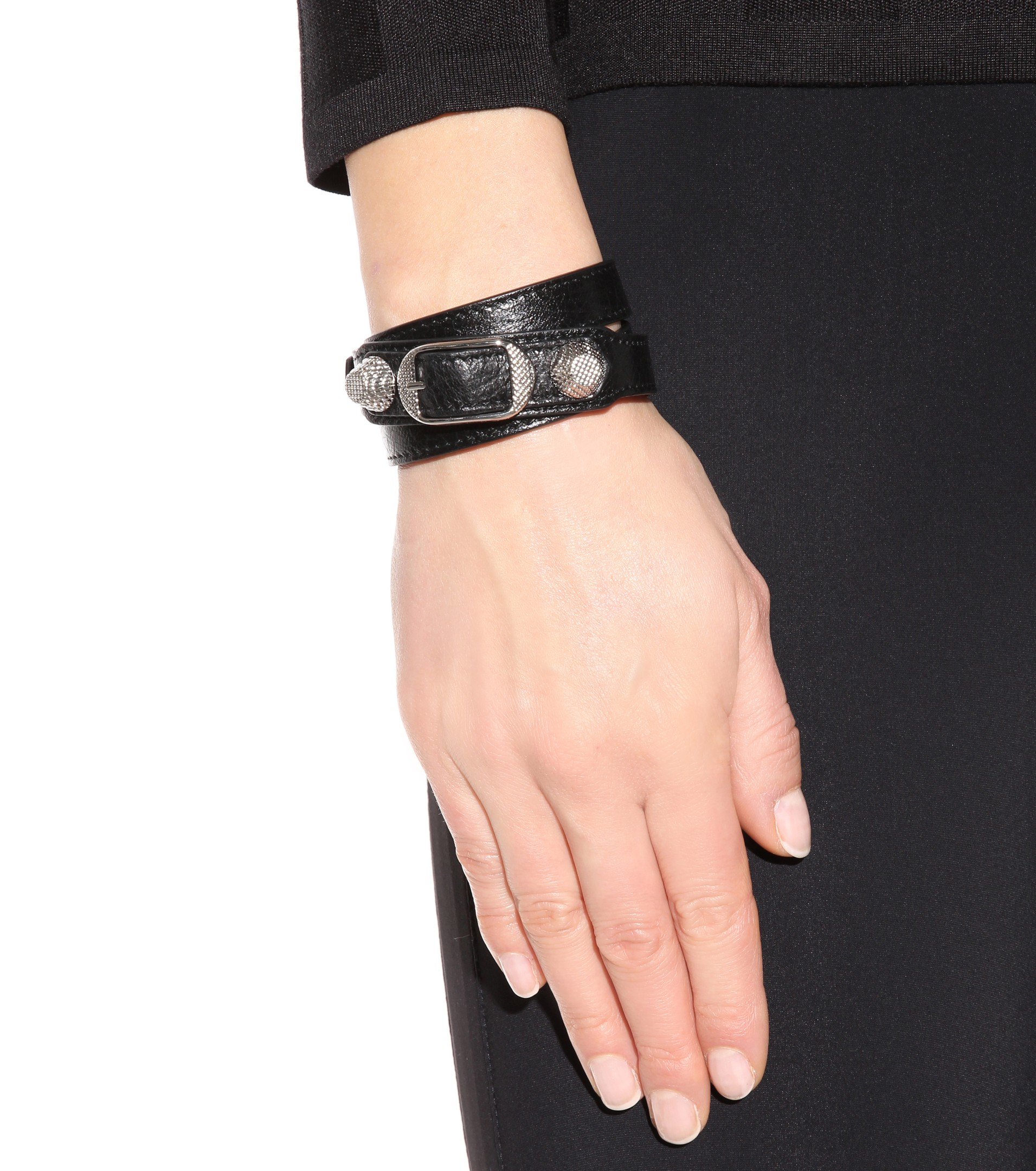 Lyst Balenciaga Giant Leather Bracelet In Metallic Gallery