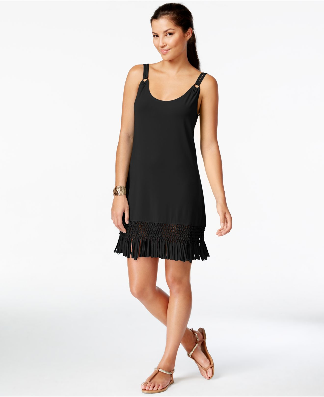 Lyst Dotti Fringetrim Hardware Dress Coverup in Black