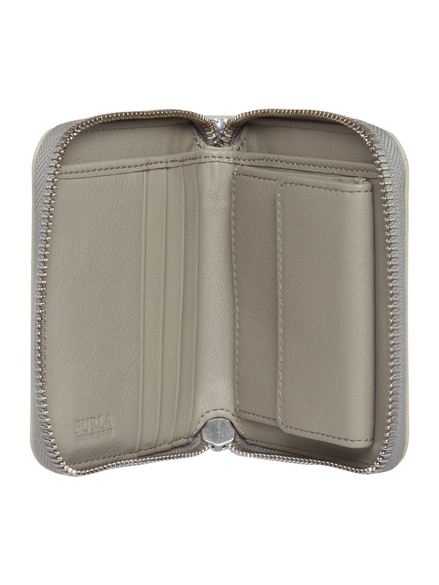 Furla Babylon Silver Small Zip Around Purse in Metallic Lyst