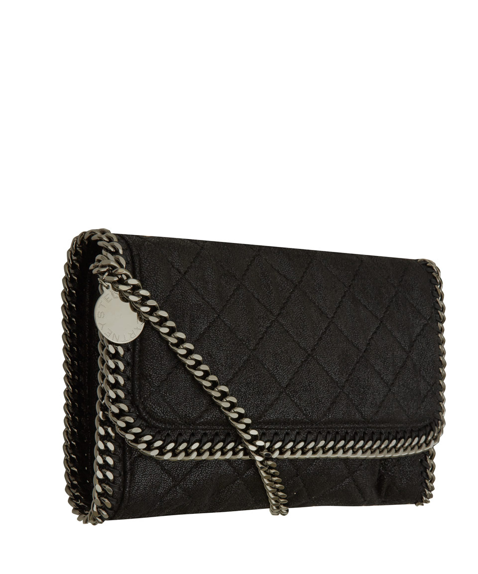 Lyst Stella Mccartney Black Falabella Quilted Clutch Bag In Gallery